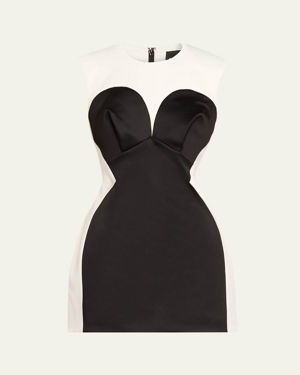 Seamed Up Satin Trompe L'oeil Mini Dress